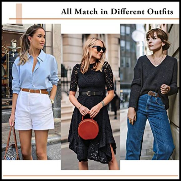 Faux Leather Waist Belt with Gold Buckle, 3 Pack for Jeans and Dresses main image 6